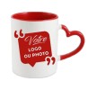 Mug blanc et rouge personnalisé – Anse cœur personnalisé Tunisie | Photo, logo ou texte en céramique